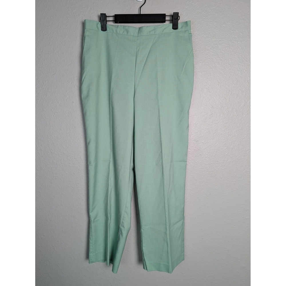 Alfred Dunner Dress Pants Womens 14 Green Pull On Straight Leg Elastic Waist
